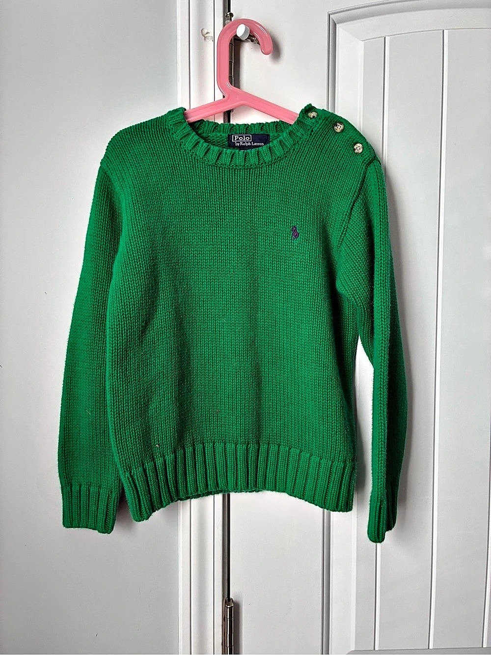 Polo by Ralph Lauren Boys Green Cotton Sweater Size 7 Like New